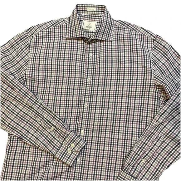 Todd Snyder Dress Shirt Mens 15.5 32 33 Button Front 2 Ply Cotton Checkered - Picture 5 of 5